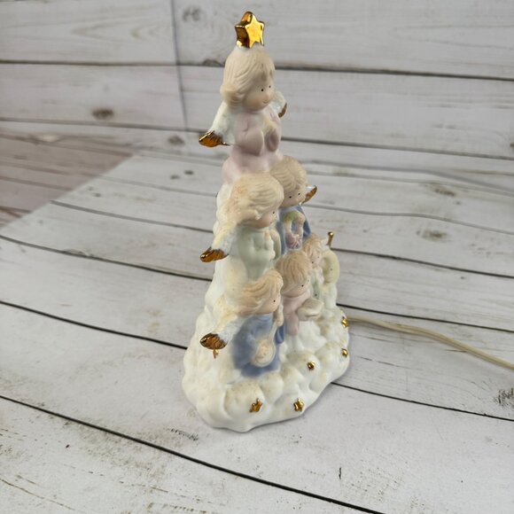 Vintage Light Up Angel Christmas Tree Figurine • Ceramic Gold Accents • Plug-In - Picture 13 of 15